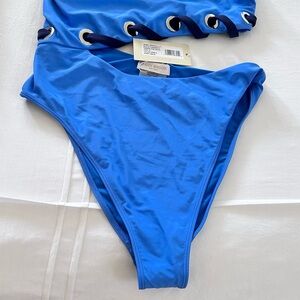 Ramy Brook Blue One-Piece with Grommet Accents NWT